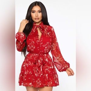 Fashion Nova Burgundy Long Sleeve Mini Dress NWT